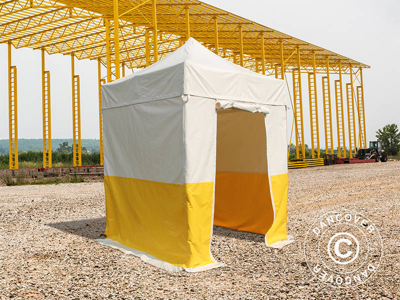 Flext. Pro PVC 2x2m Top+SWK WorkTent Wh/Yel SH+GL