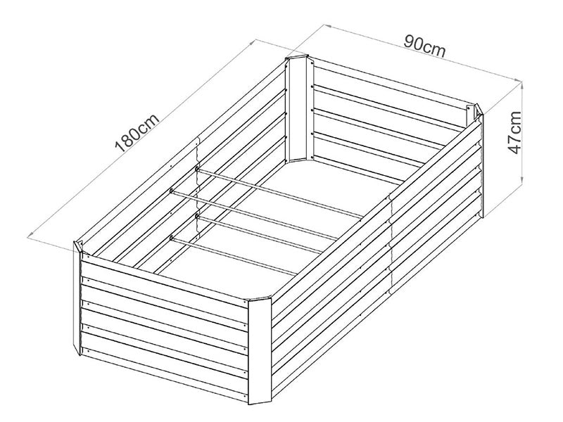 Hochbeet, 0,9x1,8x0,47m, 800l, Anthrazit