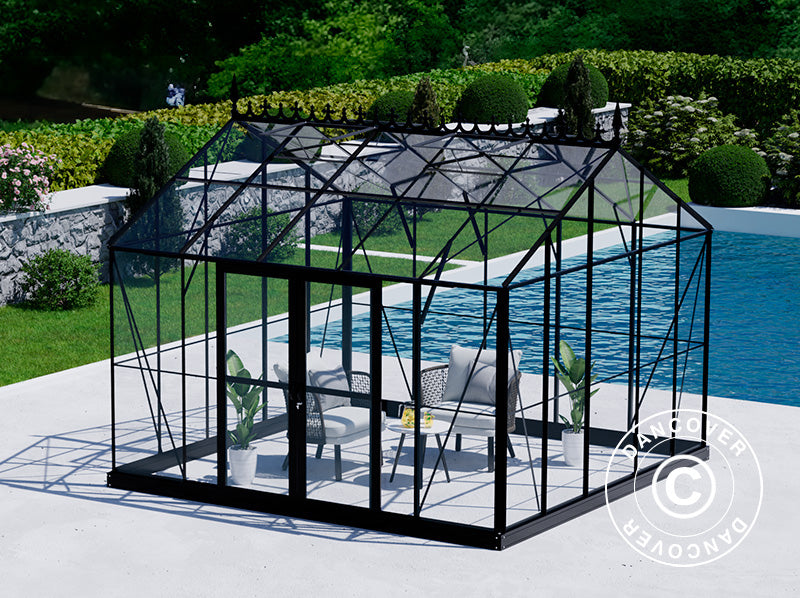 Greenhouse 3,73x3,71x3,16m w/Base and Deco Black