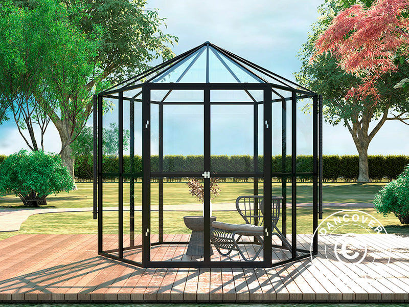 Orangery Hexagonal 2,08x2,4x2,32m w/Base Black