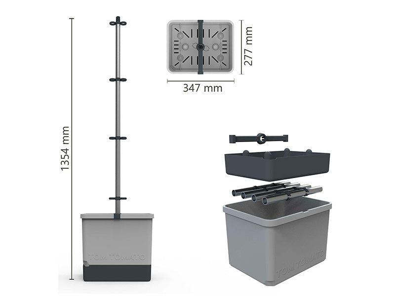 Pflanzgefäß, TOM TOMATO, mit Rankhilfe und Wassertank, Hellgrau