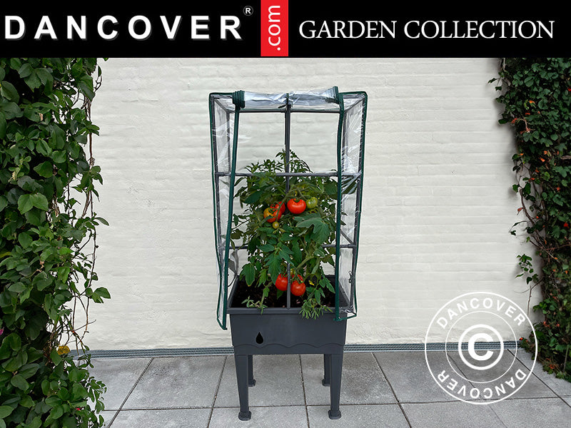 Jardinière/parterre de fleurs surélevés avec treillis, 0,6x0,4x1,5m, Gris