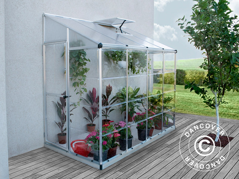 Anbaugewächshaus Polycarbonat, 3,05m², Palram/Canopia, 1,25x2,44x2,25m, Silber