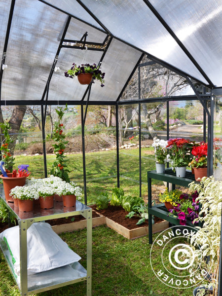 Serre orangerie en polycarbonate VICTORY, 10,41m², Palram/Canopia, 3,66x3,05x2,69m, Gris
