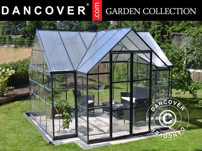Serre orangerie en polycarbonate VICTORY, 10,41m², Palram/Canopia, 3,66x3,05x2,69m, Gris