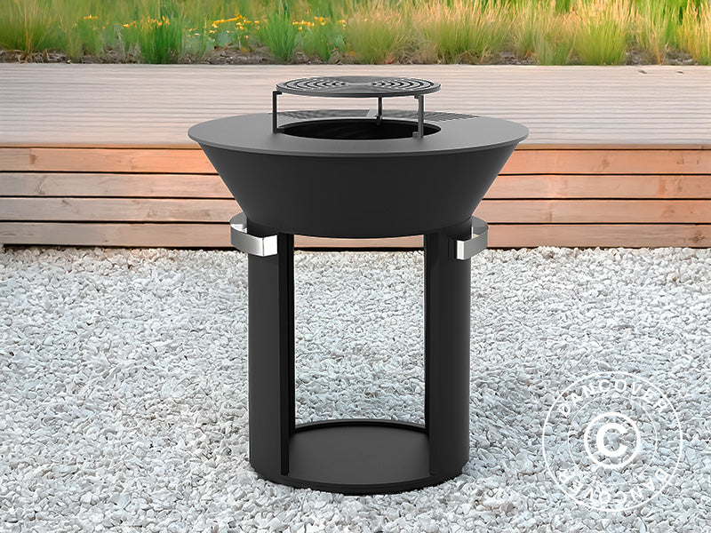 Braciere con vano portalegna, Ø93x98cm, Nero