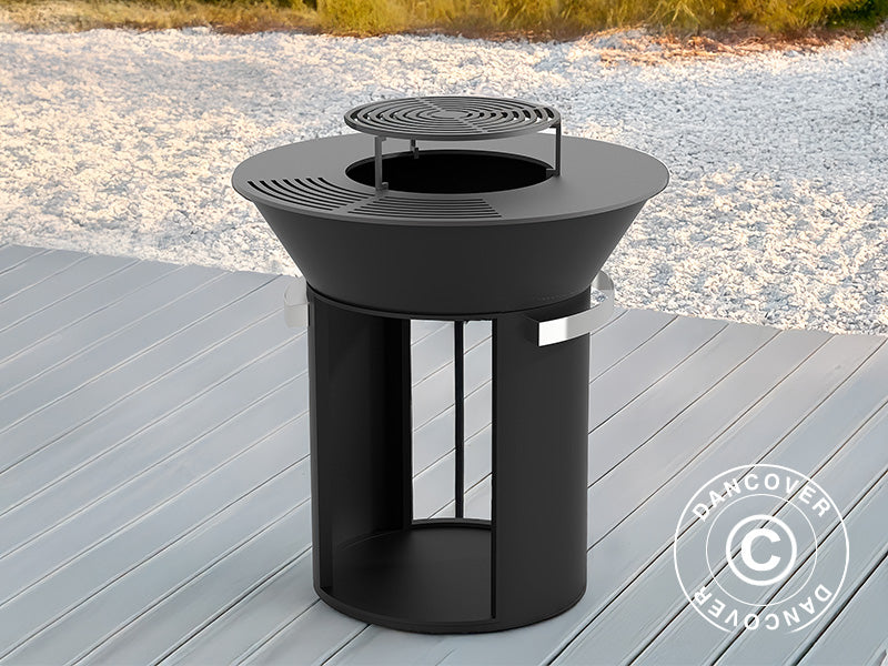 Braciere con vano portalegna, Ø93x98cm, Nero