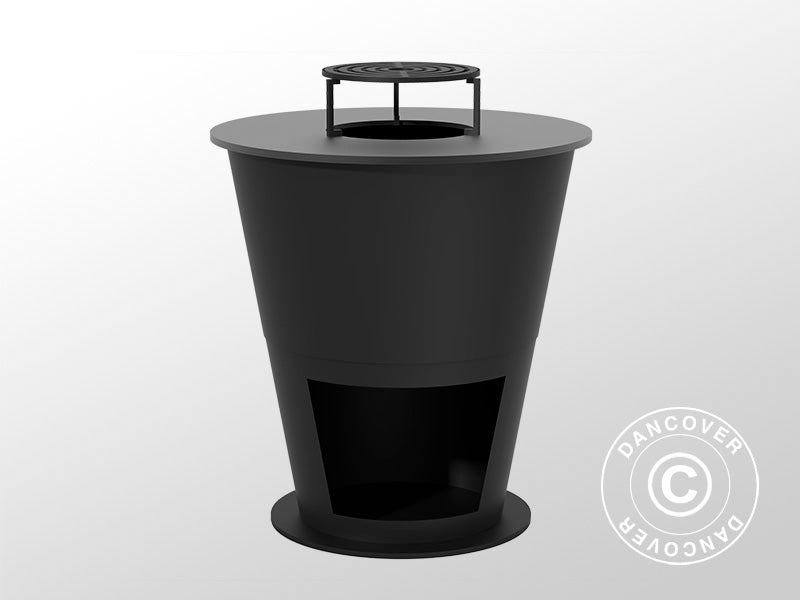 Braciere con vano per la legna, Ø74,5x80cm, Nero