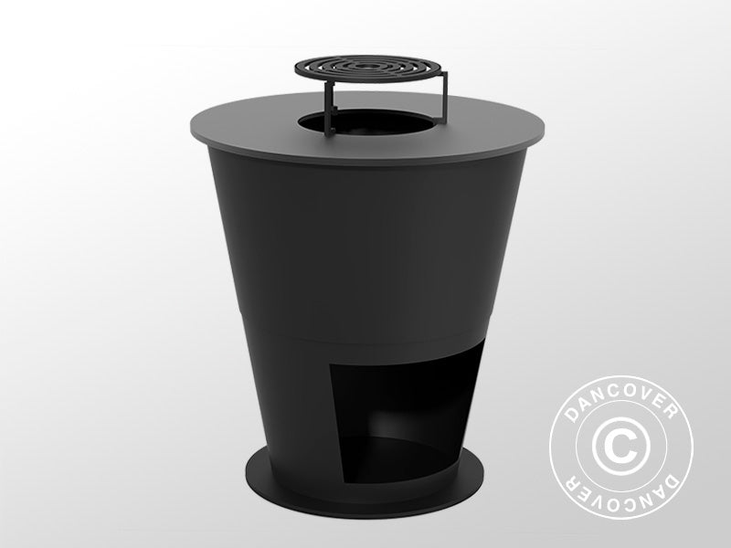 Braciere con vano per la legna, Ø74,5x80cm, Nero