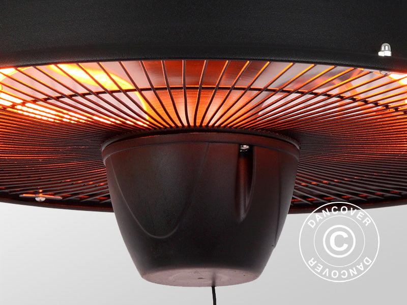 Chauffage de terrasse suspendu en carbone Irabu, 1500W, Noir