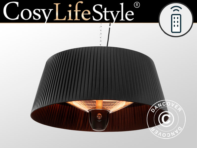 Halogen Deckenheizstrahler IKEMA mit RC, 1500W, Schwarz