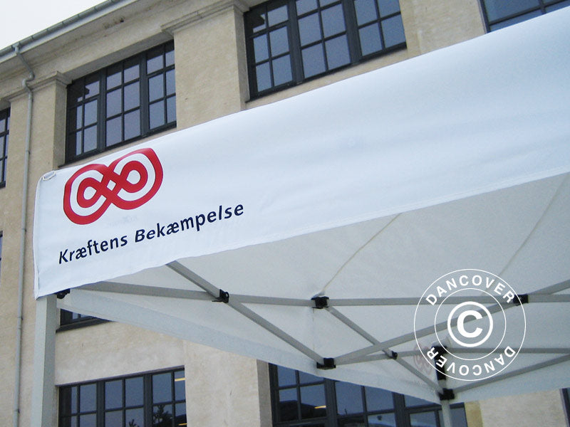 1 Stampa logo 21x290cm sulla frangia del FleXtents, allineata a destra