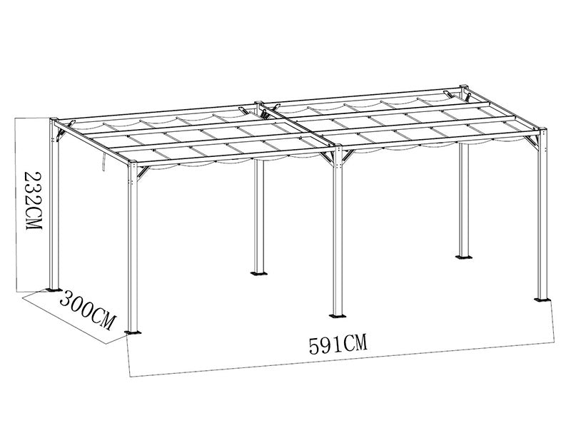 Pergola Santa Cruz, 3x6m, Gris Foncé