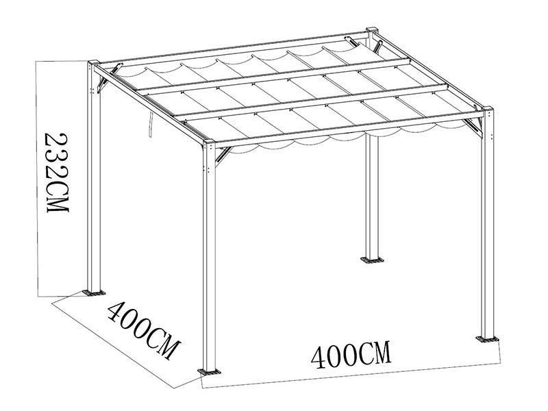 Pergola pavillon Santa Cruz, 4x4m, Dunkelgrau