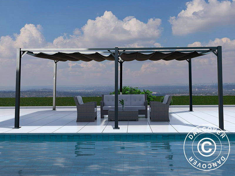 Pergola Santa Cruz, 4x8m, Gris Foncé