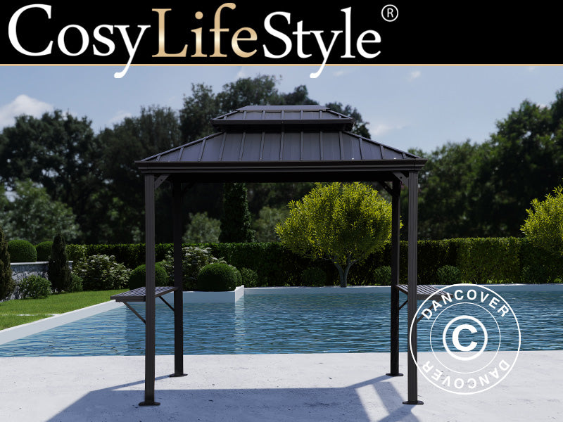 BBQ Gazebo San Antonio Alu+ 2,4x1,8m Black (YS9152)