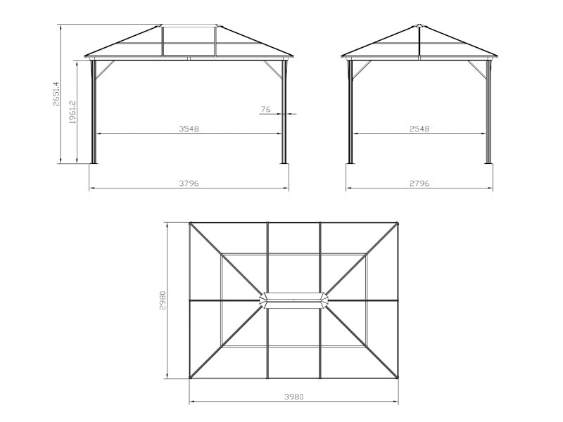 Gazebo Santa Barbara Alu+ 3x4m Black (YS1002)