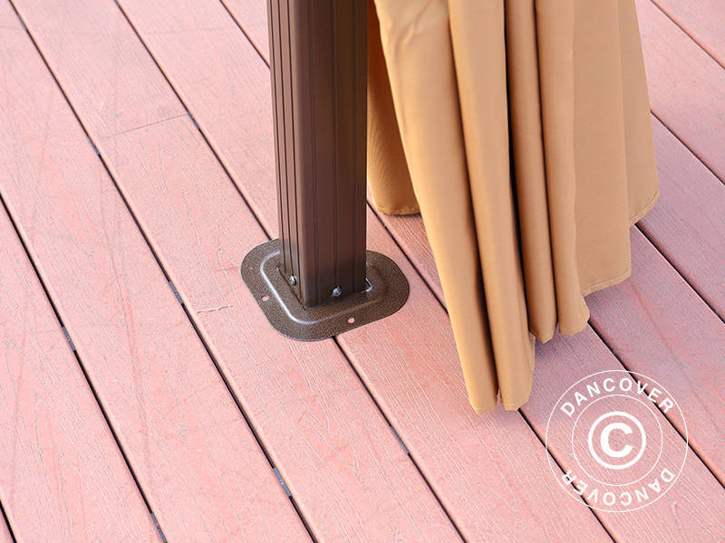 Tonnelle San Jose Alu+ avec rideaux et moustiquaire, 3x4m, Marron