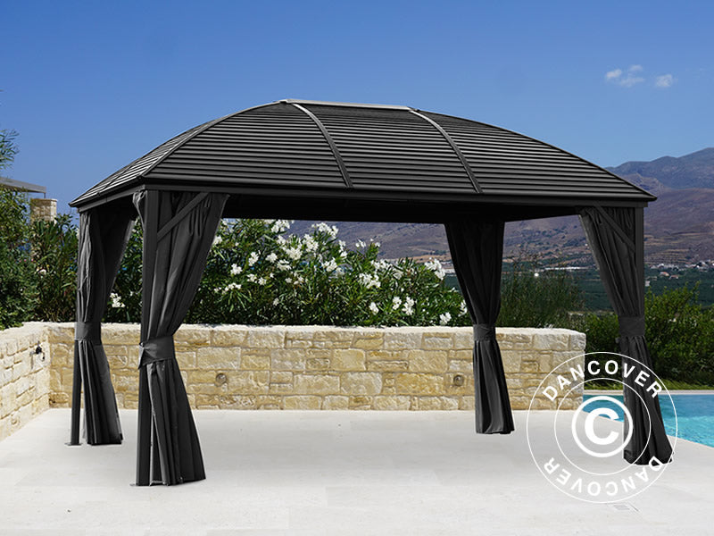Gazebo San Jose Alu+ con tende e zanzariera, 3x4m, Nero