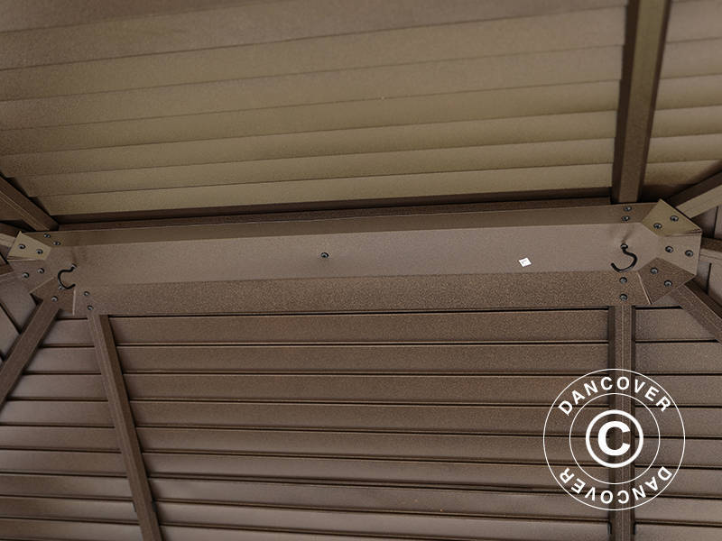 Gazebo San Luis Alu+ con tende e zanzariera, 3x4m, Marrone