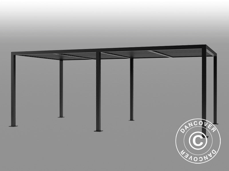 Gazebo pergola bioclimatico San Pablo Alu+, 3x5,8m, Nero