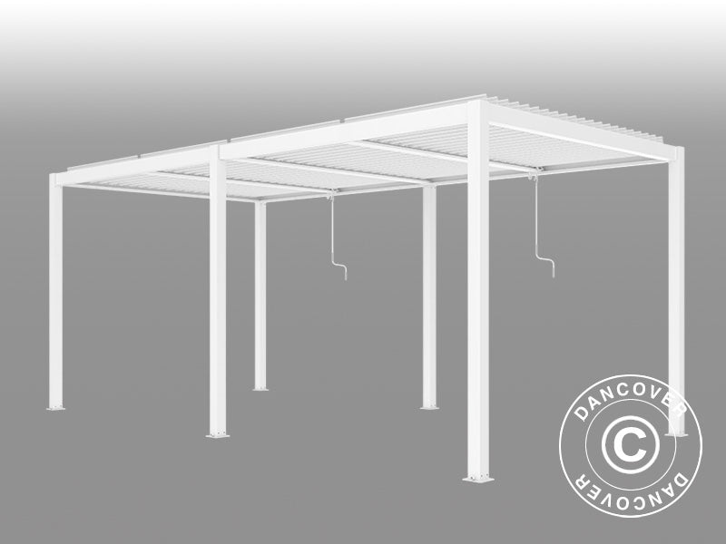 Pergola bioclimatique San Pablo Alu+, 3x5,8m, Blanc
