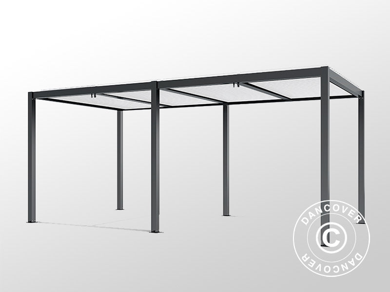 Pergola bioclimatique San Pablo Alu+, 3x5,8m, Noir/Blanc