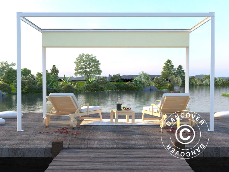 Pergola San Fernando, 4x3m, Blanc/Beige