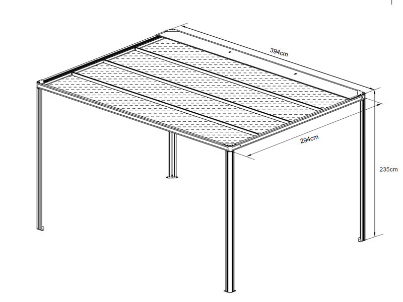 Pergola San Fernando, 4x3m, Noir/Gris foncé
