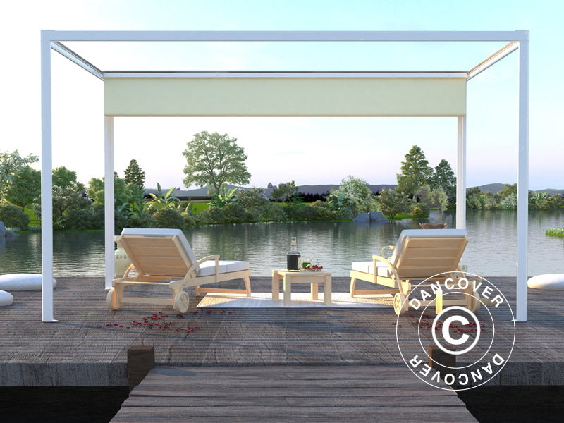 Pergola San Fernando, 4x4m, Blanc/Beige