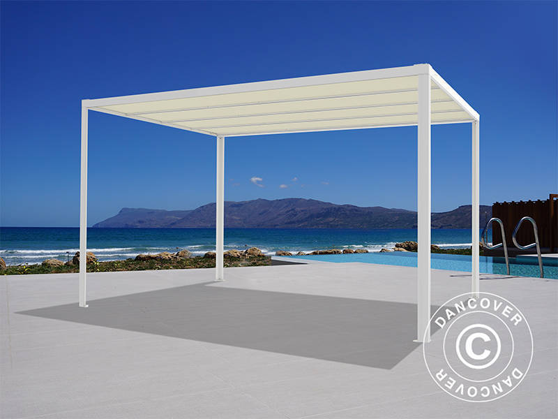 Pergola San Fernando, 4x4m, Blanc/Beige