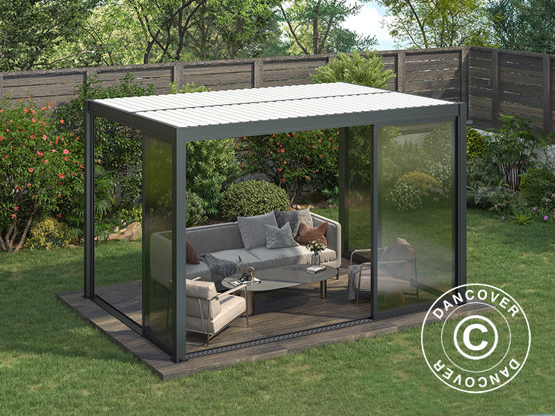 Pergola Gaz. San Pablo Alu+ 4x4m w/SlidDoorSet Black/Wh
