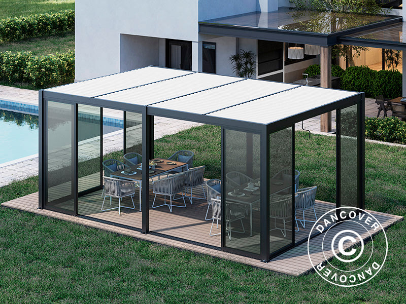 Pergola Gaz. San Pablo Alu+ 4x5,8m w/SlidDoorSet Blk/Wh