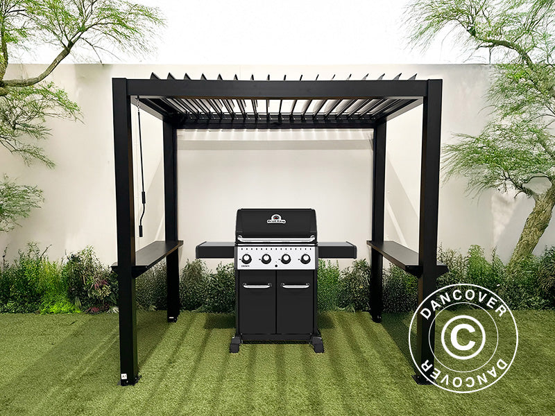 Pergola San Juan für Grill, 2,5x1,5x2,3m, Schwarz
