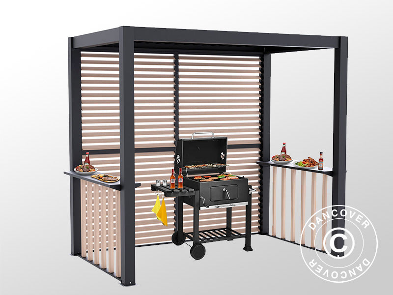 Pergola San Juan per barbecue, 2,5x1,5x2,3m, Nero