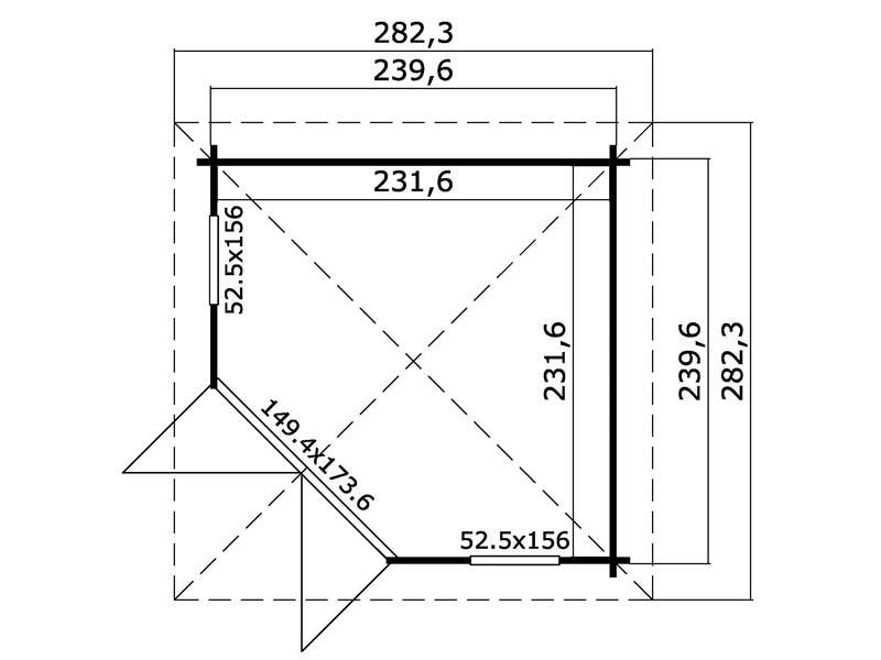 Holzpavillon Brittany, 2,4x2,4x2,41m, 40mm, Hellgrau