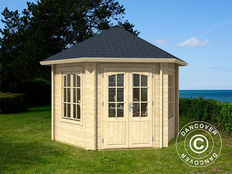 Tonnelle en bois Provence, hexagonale 3,5x3,03x3,18m, 44m, Naturel