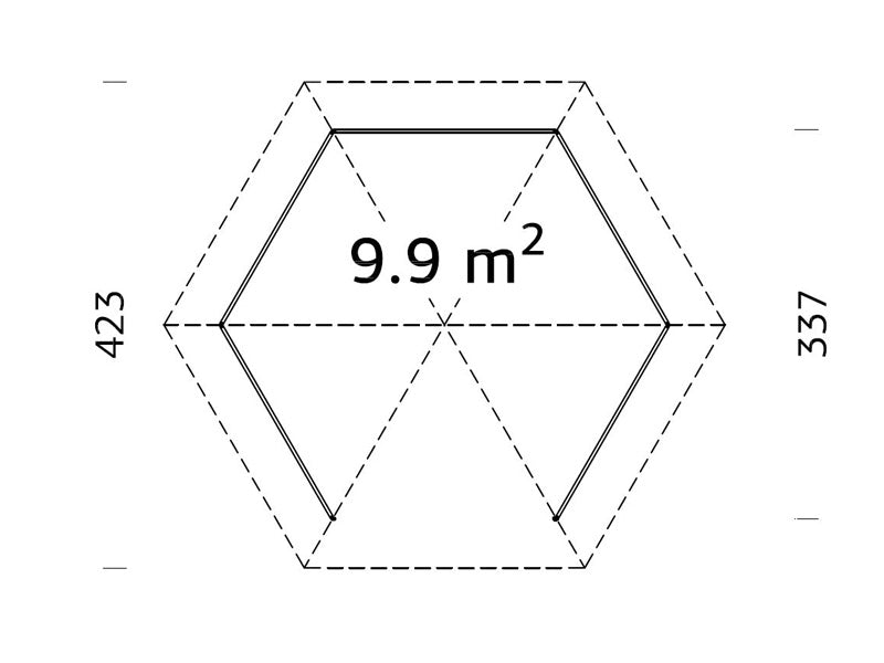 Gazebo in legno, 3,37x3,37x3,13m, 9,9m², Naturale