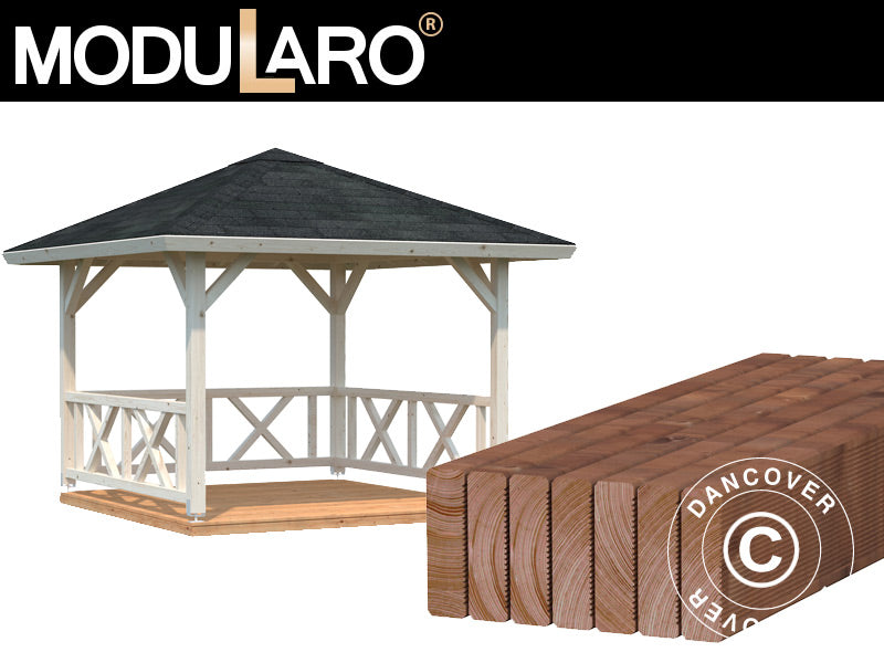 Wood Gazebo 3x3x3,23m 9m2 w/Floor Natural