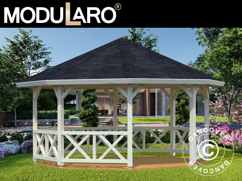Wood Gazebo 4,65x4,65x3,46m 18m2 w/Floor Natural