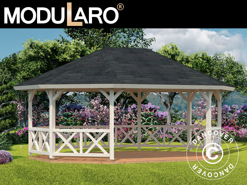 Wood Gazebo 4,67x6,17x3,62m 25m2 w/Floor Natural