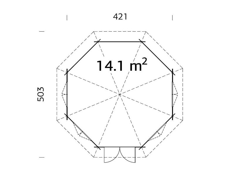 Tonnelle en bois avec plancher, 4,21x4,21x3,71m, 14,1m², Naturel