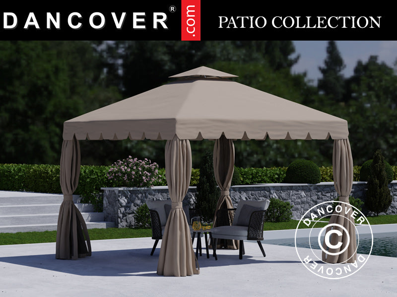3x3m Gazebo OSIRIS Peaked Valance Dark Beige