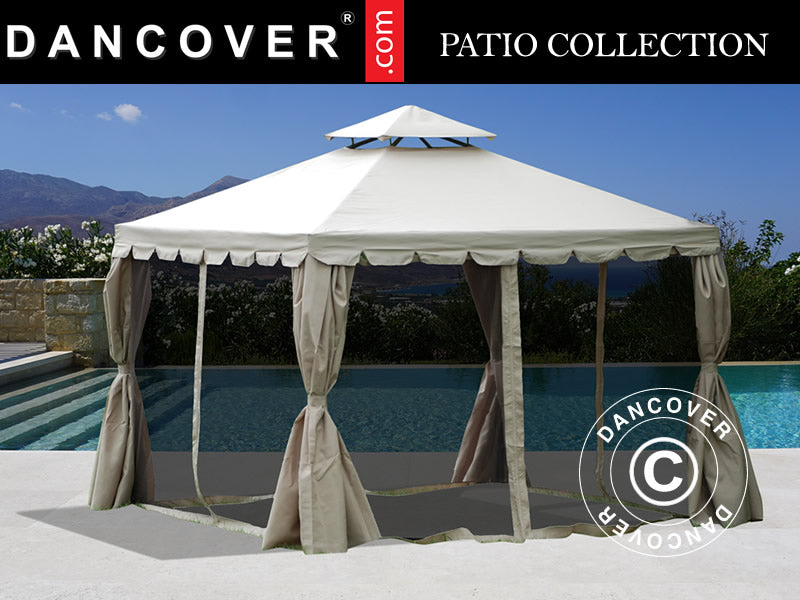 4x4m Gazebo OSIRIS Peaked Valance Sand