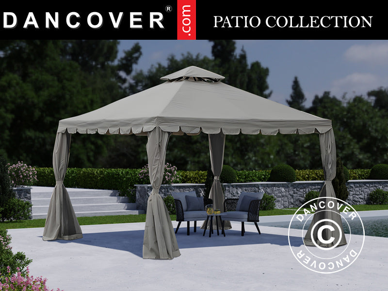 4x4m Gazebo OSIRIS Peaked Valance Grey