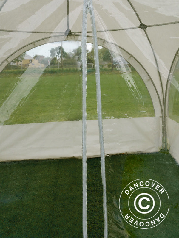 Kuppelzelt Multipavillon Seitenwand mit Fenster und Reißverschluss 3x1,95m, Weiß