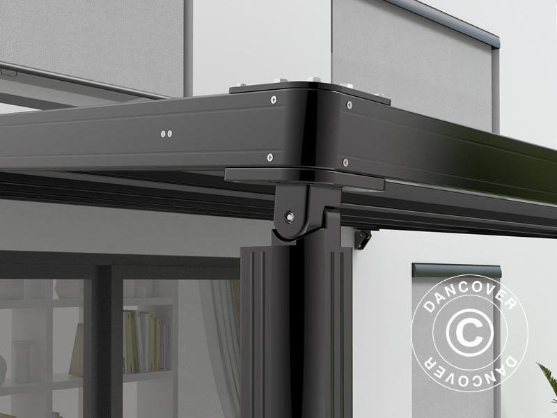 Pergola adossée, pergola murale Santa Ynez, 4x3m, Noir/Gris foncé