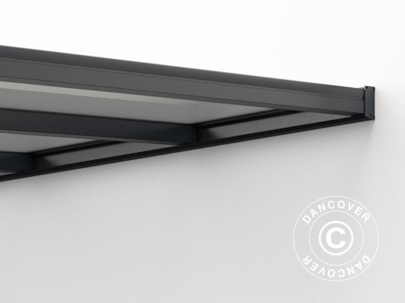 Tonnelle adossée Easy avec toit en polycarbonate, 3x4m, Anthracite
