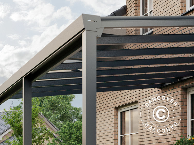 Pergola Addossata Easy con Tetto in Vetro, 3x4m, Antracite