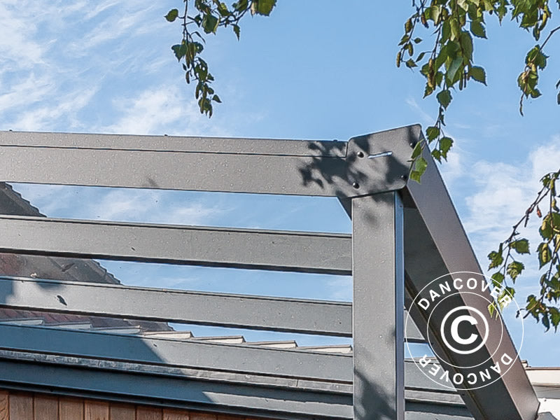 Pergola Addossata Expert con Tetto in Vetro, 4x4m, Antracite